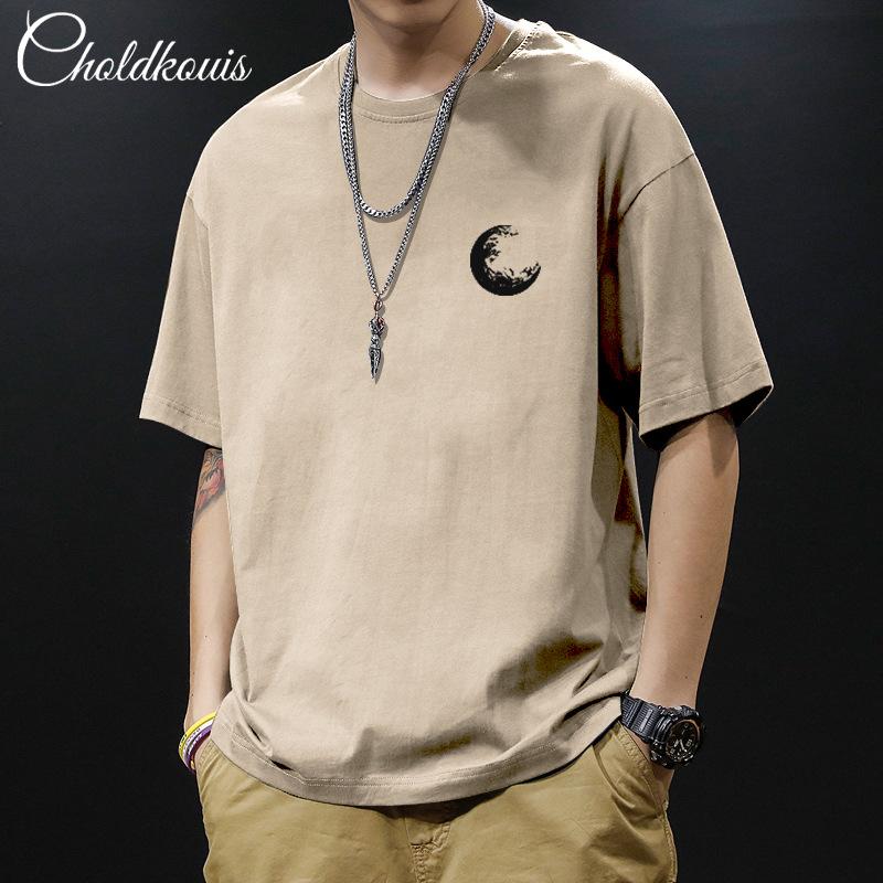 Cotton Short Sleeved T-shirt for Men Summer Trendy Brand, Loose and Versatile, Simple Printing, Comfortable and Casual Half Sleeved T-shirt