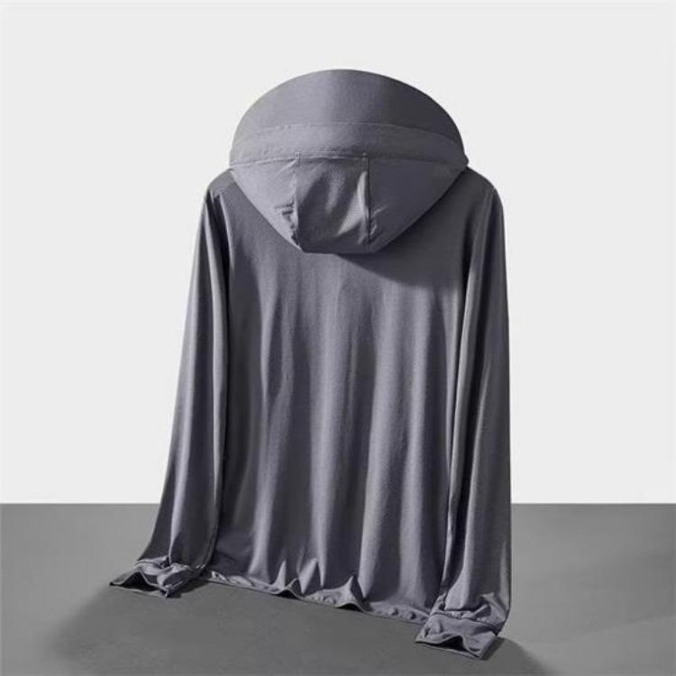 Ice Silk UV Protection Sunscreen Hooded Jacket for Men Women Long Sleeve Outdoor Coat with Zipper Closure