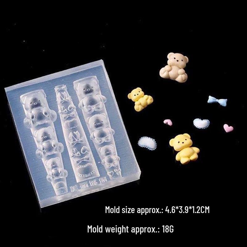 High Transparency 3D Embossed Bear  Bow Nail Art Mold, Heat Resistant