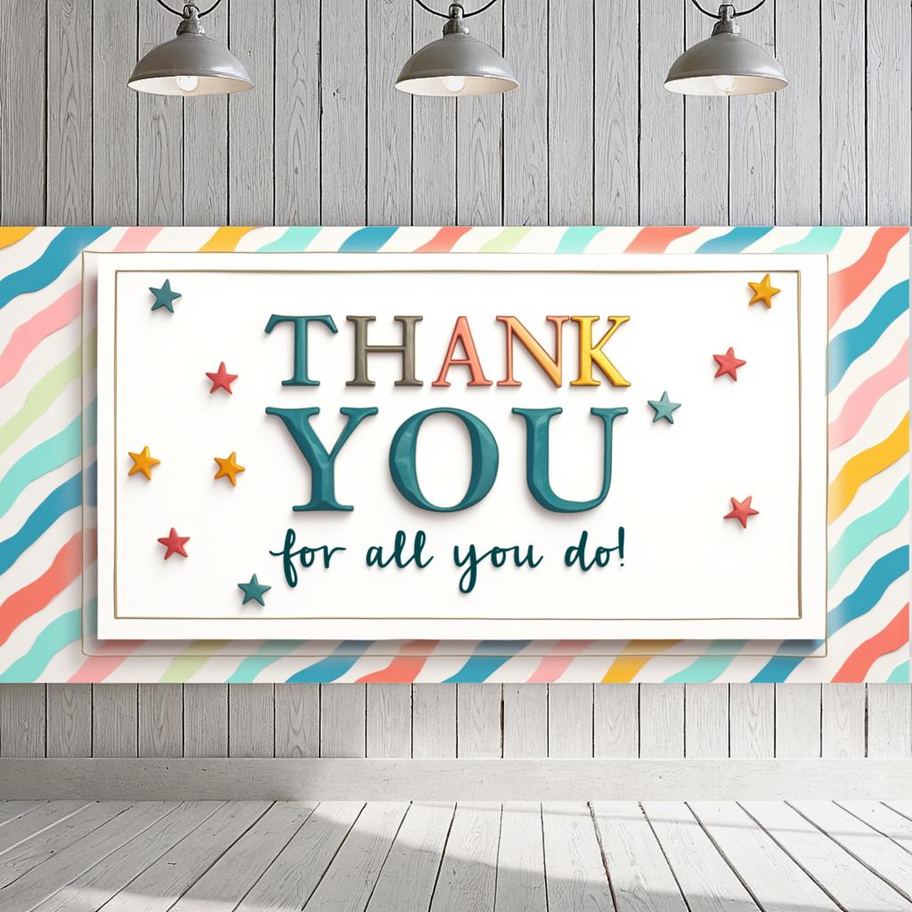 Thank You Banner High-quality Material Recognition Banner Colorful Design Thank You Sign for Team Building Office Decoration