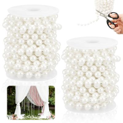 Perles de Coquillage 23 Pieds Guirlande de Perles Nacrées pour Décoration Bricolage Bobine de Fil de Perles Nacrées pour Bricolage DIY Décoration de Fête de Fête