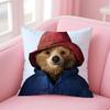 Warm Daily PPaddington Bears Animal Cushion Cover Linen Pillowcase Cover Soft Decor for Sofa Home Room