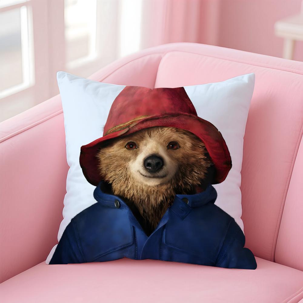 Warm Daily PPaddington Bears Animal Cushion Cover Linen Pillowcase Cover Soft Decor for Sofa Home Room