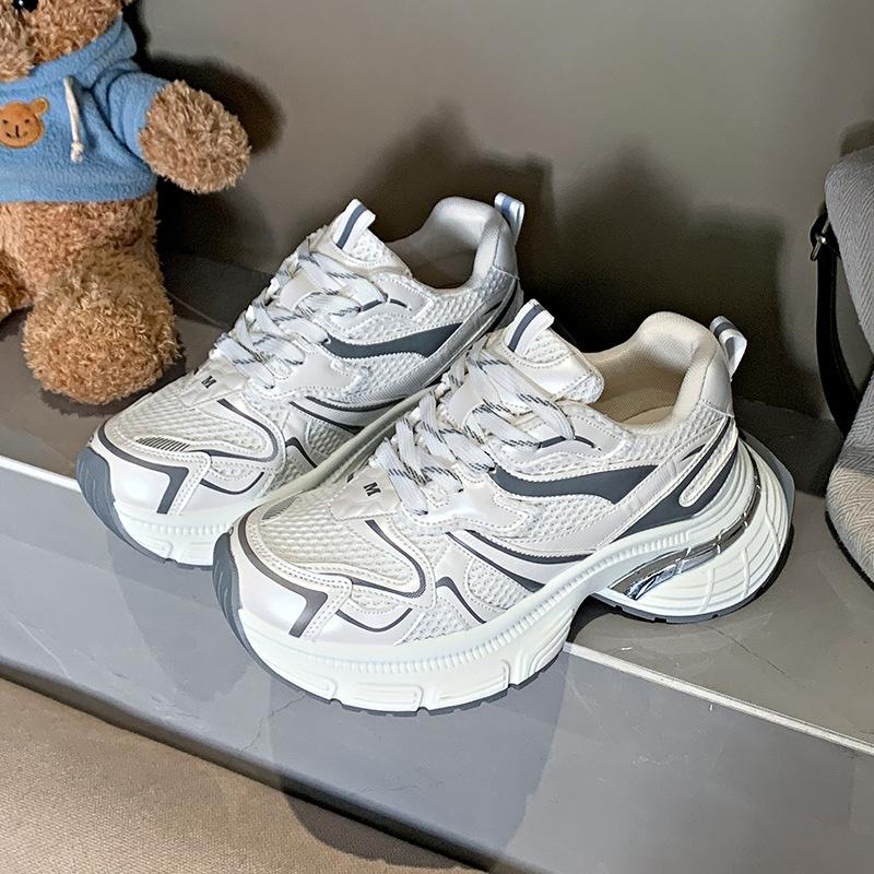 Dad Shoes Girl Spring and Autumn 2025 New Muffin Thick-soled Mesh, Breathable, Height-increasing, Small Casual Sneakers