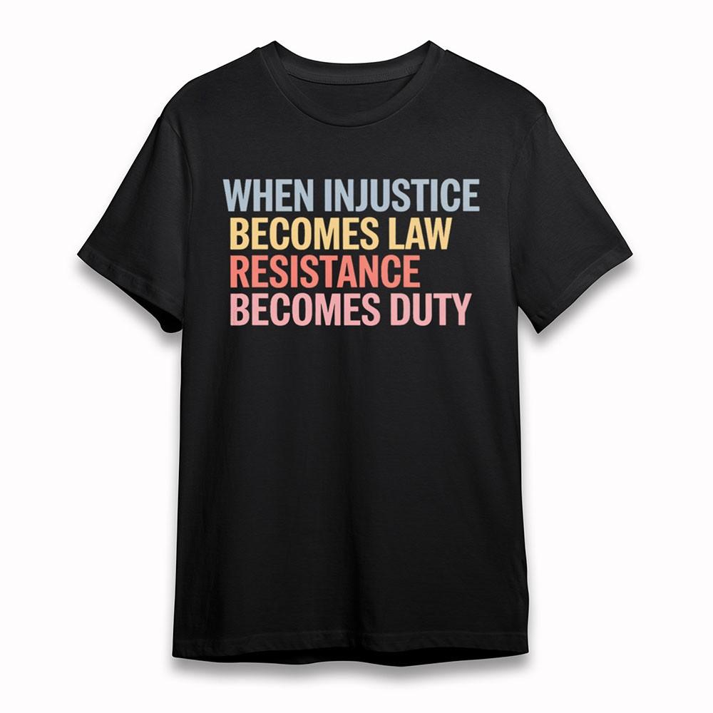 

Women s Soft Breathable Cotton T-Shirt Resistance Quote Tee Short Oversize Black L