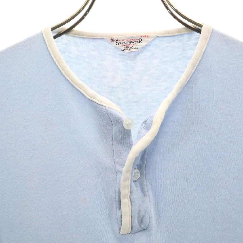 sportswear 80s Made in USA Vintage Short sleeve Henry Neck T-shirt M Men's Used