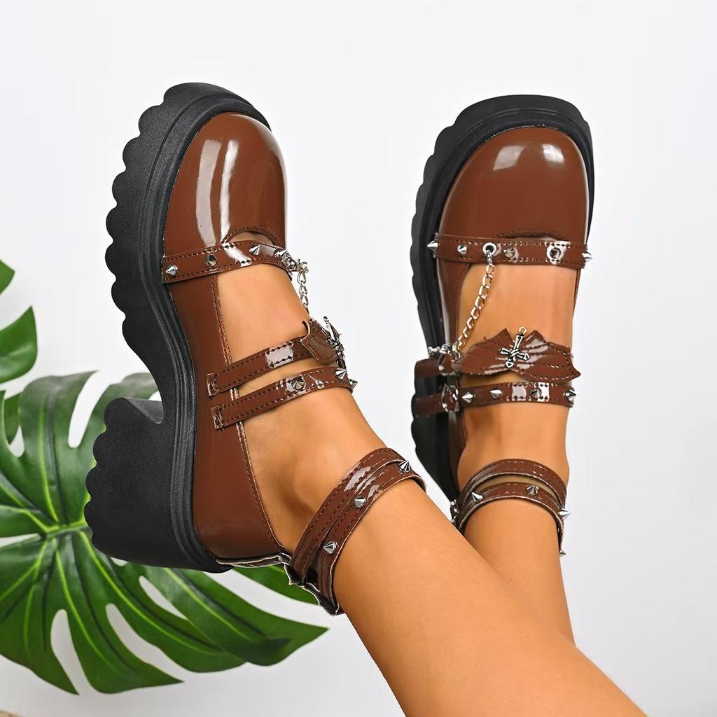 Women Lolita Shoe 2025 New Round Head Shallow Sneakers Women Platform Wear-resistant High Heels Chunky Mary Jane Shoes Women