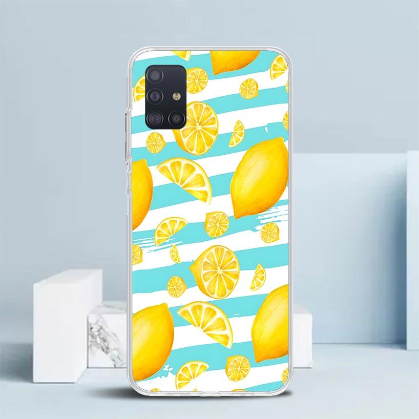 Summer Fruits Lemon Soft Cover for Samsung Galaxy A12 A22 A32 A52 A72 A02S Phone Case Note 20 Ultra 10 S10 Plus A51 A71 A50S A20