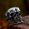 BEIER 2022 Neuer Kreativer Entwurf Edelstahl Doppel Totenkopf Ring Punk Gotisch Skelett Biker Motorrad Gotischer Schmuck Großhandel