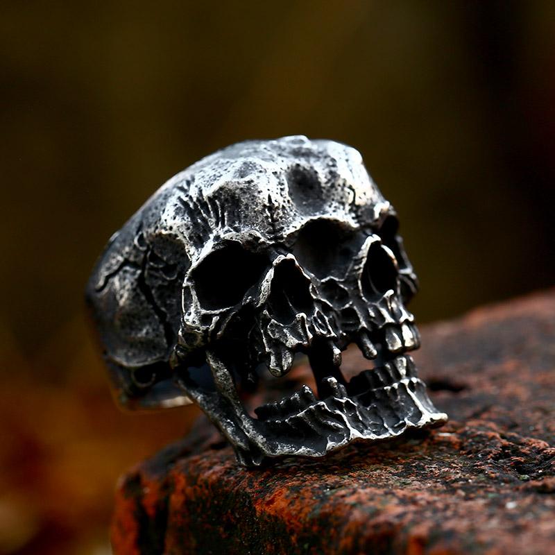 

BEIER 2022 New Creative Design Stainless Steel Double Skull Ring Punk Gothic Skeleton Biker Motorcycle Gothic Jewelry Wholesale 13