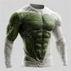 2026 New Men's 3D Muscle Print Long-Sleeve T-Shirt Fitness Crewneck Breathable Athletic Wear Stylish Bold Everyday Streetwear