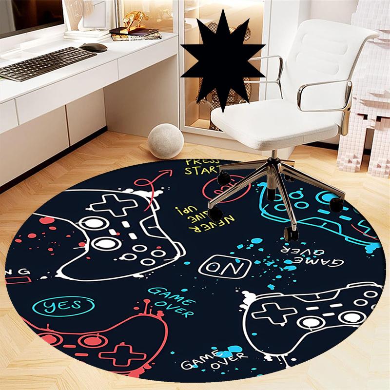Game Controller Printed Round Rug Carpet Chair Rug Area Rug Entryway Doormats,for Office Chair Living Room Bedroom Kitchen Room.