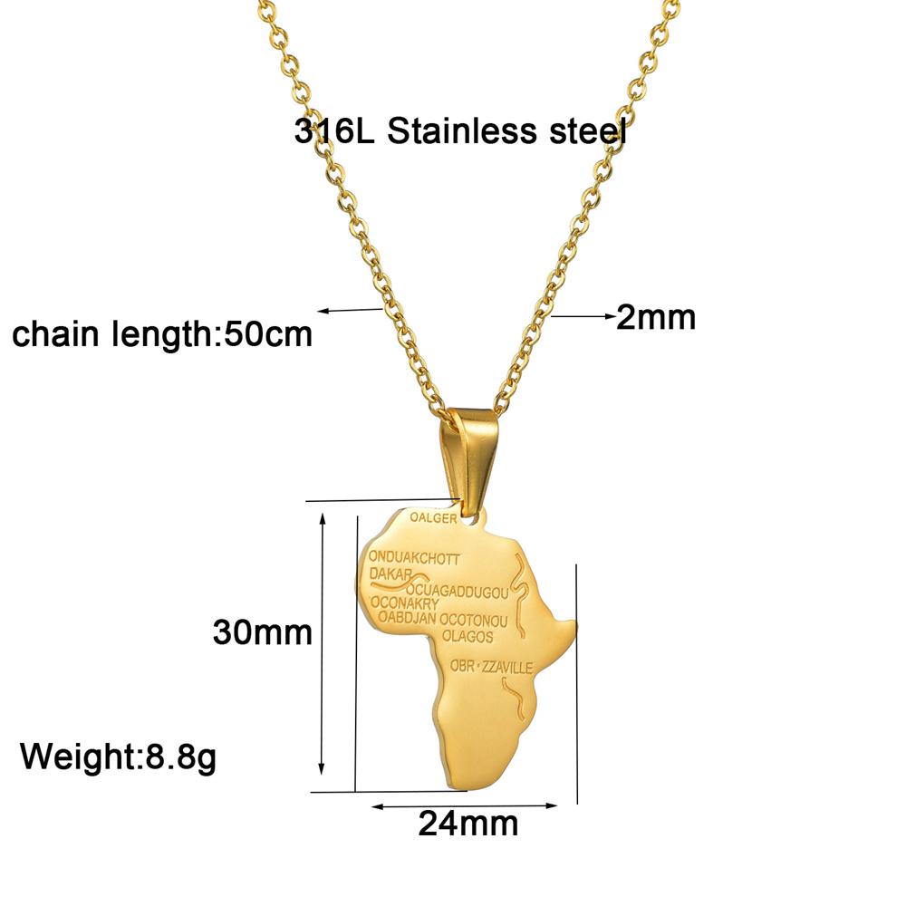 Fashion African Africa Map Pendant Female Gold Silver Color Stainless Steel Necklace for Women Men Ethiopian Jewelry Gift 2025