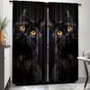 2PCS Black Cat Print Art Curtains, Pole Bag Polyester Material Design, Bedroom, Home Decoration