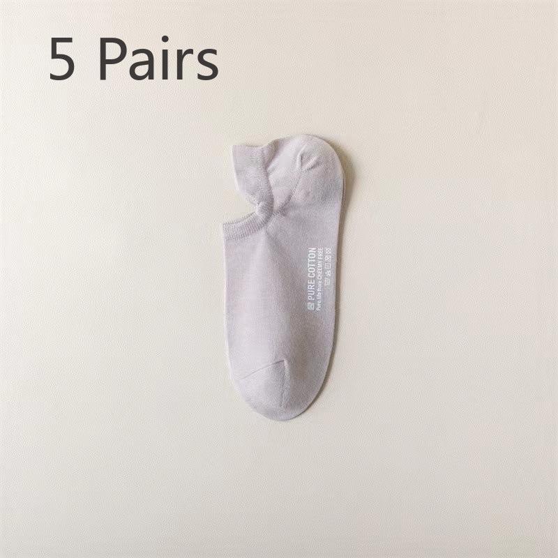 

5 пар женских весенних и летних тонких однотонных антибактериальных хлопковых носков-лодочек с защитой от катышков 5 Pairs фиолетовый