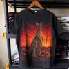 Kangaroo and Joey At Outback Sunset Halftone PNG Design | Black t-Shirt and Kids Tshirt | Dtf Transfer | Digital Download | 16x20 In 300 DPI