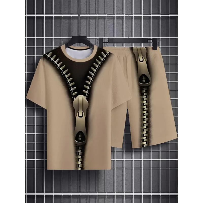 Summer Men's Bizarre Style 3D Color Printed Fashionable Comfortable Loose Casual Short Sleeved Sport Wear