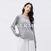 YERAD Women's Relaxed Fit Beaded Lyocell Wool Long-Sleeve T-Shirt