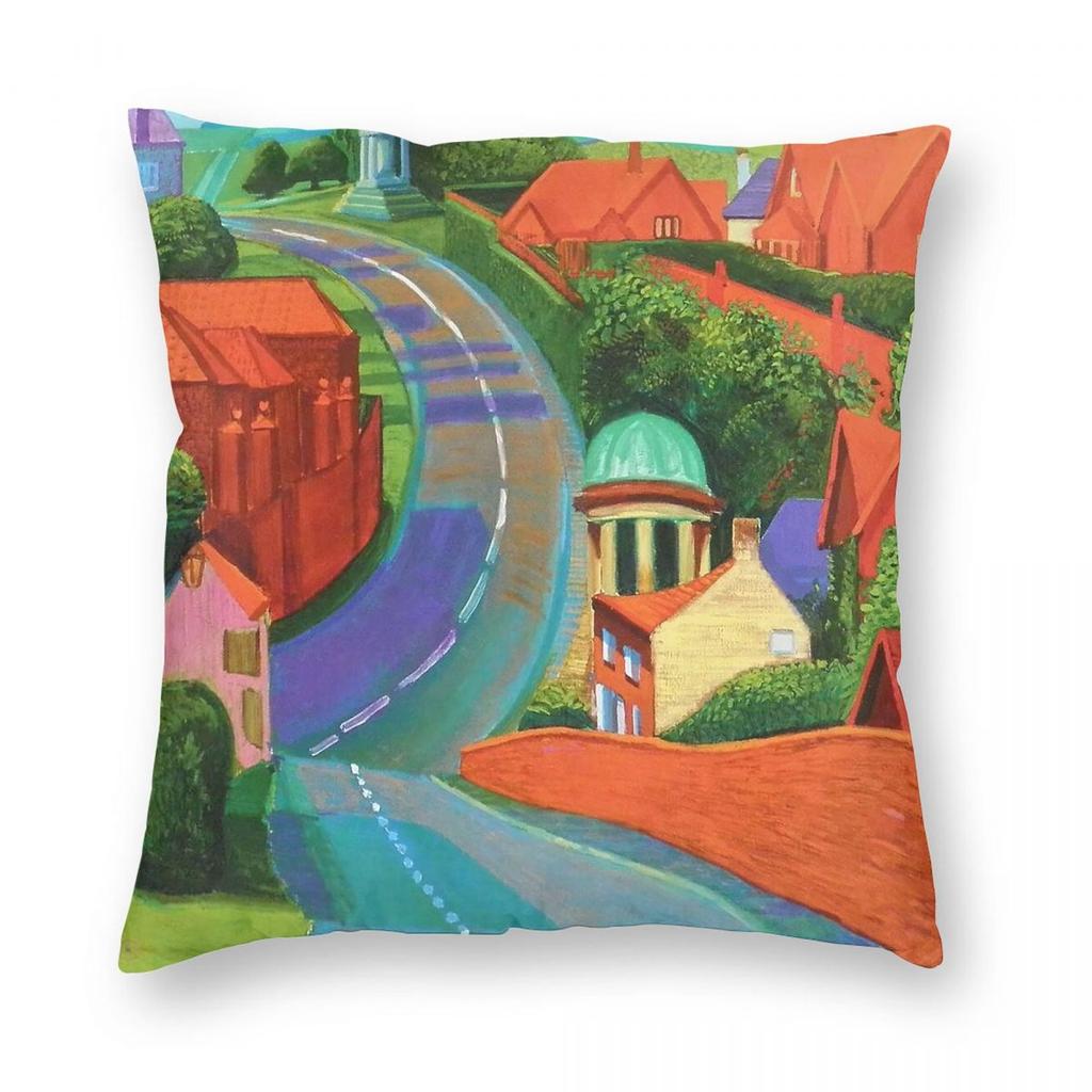 David Hockney Road To York Through Seldmere Square Pillowcase Polyester Linen Velvet Printed Decor Pillow Case Home Cover