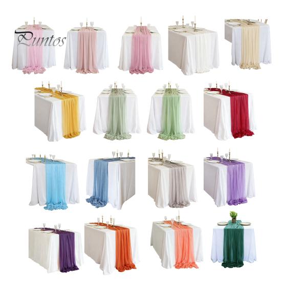 Heat Resistant Table Runner Sheer Flowing Runner, Chiffon Wedding Elegant Solid Color Durable for Dining Home Bridal Shower Party Decor Decorative