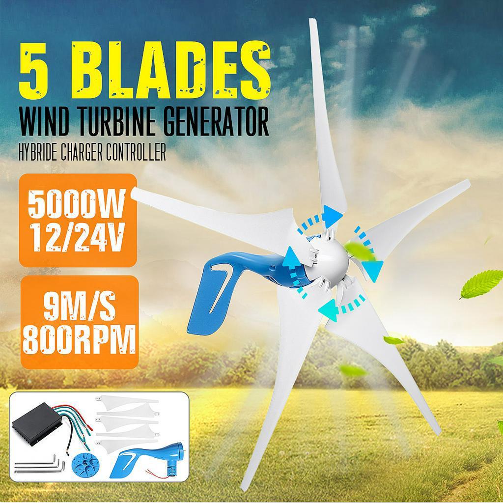 C92908 Wind Generator 5 Wind Wind- Electricity Generator With Controller Wind Blade 12V/24V 5000W