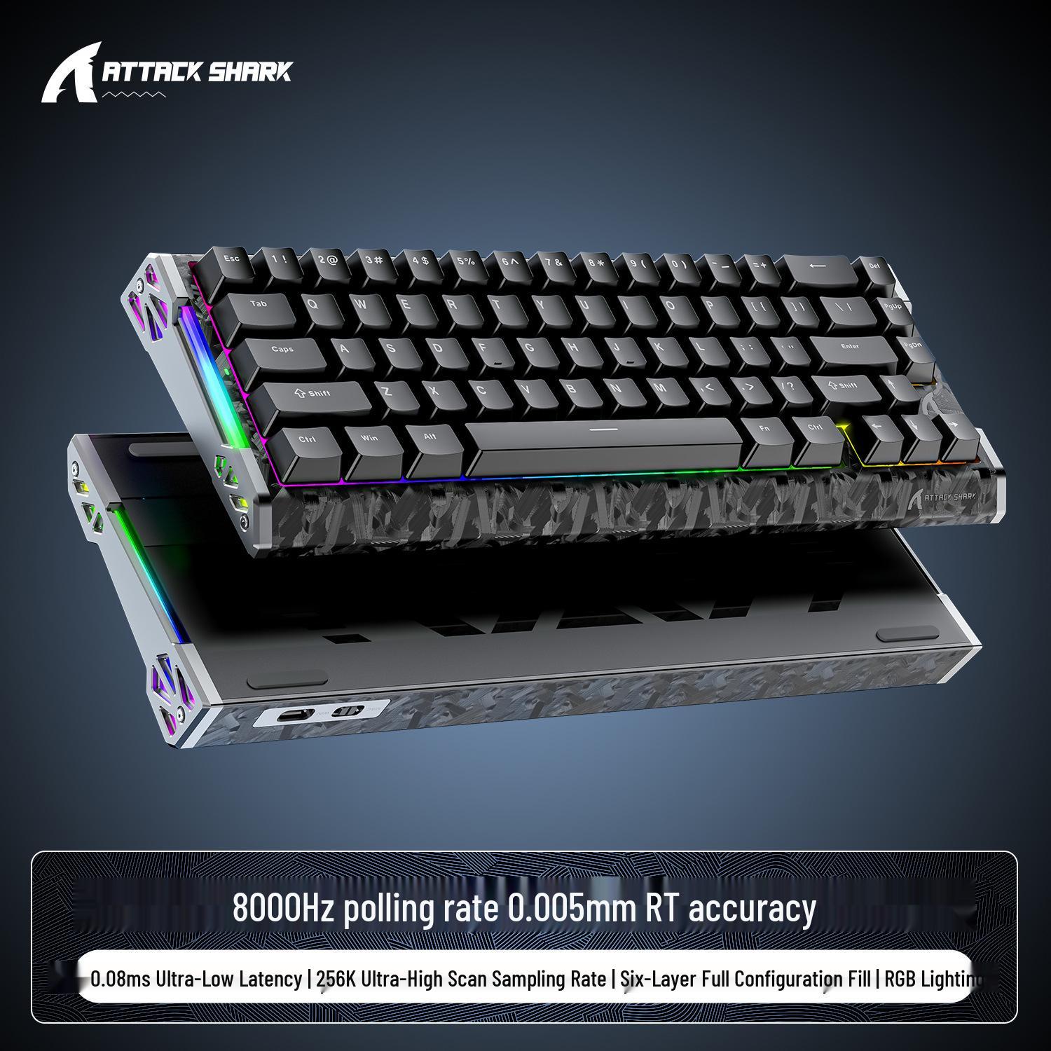 

ATTACK SHARK R68HE Carbon Fiber Gaming Keyboard with 8K Mechanical RGB Magnetic Switches