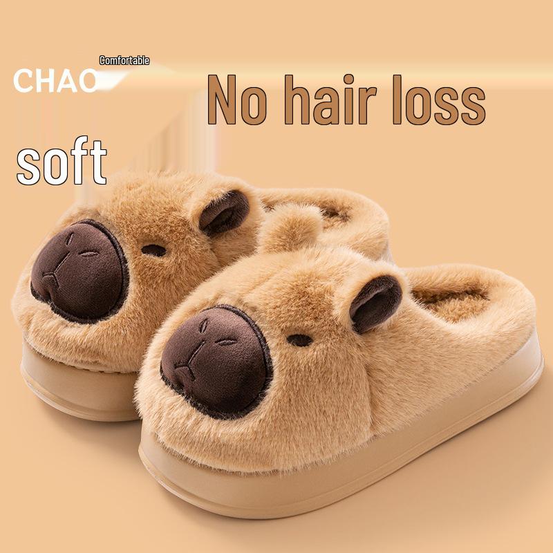 Kids' Cartoon Cotton Slippers – Cozy, Fleece-Lined, Thick Sole Fur Slippers for Boys. Perfect for Autumn & Winter Indoor Comfort.