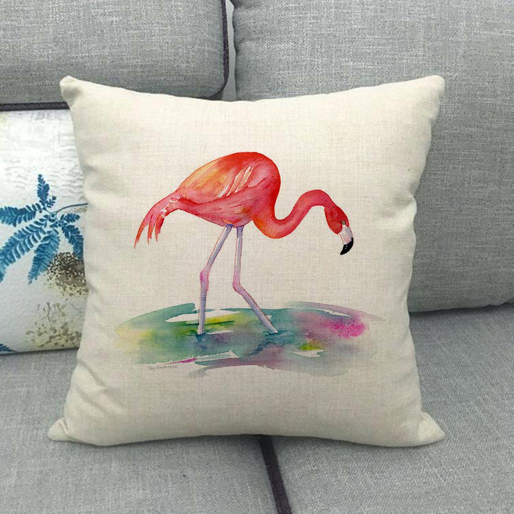Adorable Flamingo Watercolor Flowers Digital Printing Short Plush Pillow Covers For Car Sofa Office Cushion Cover Home Goods