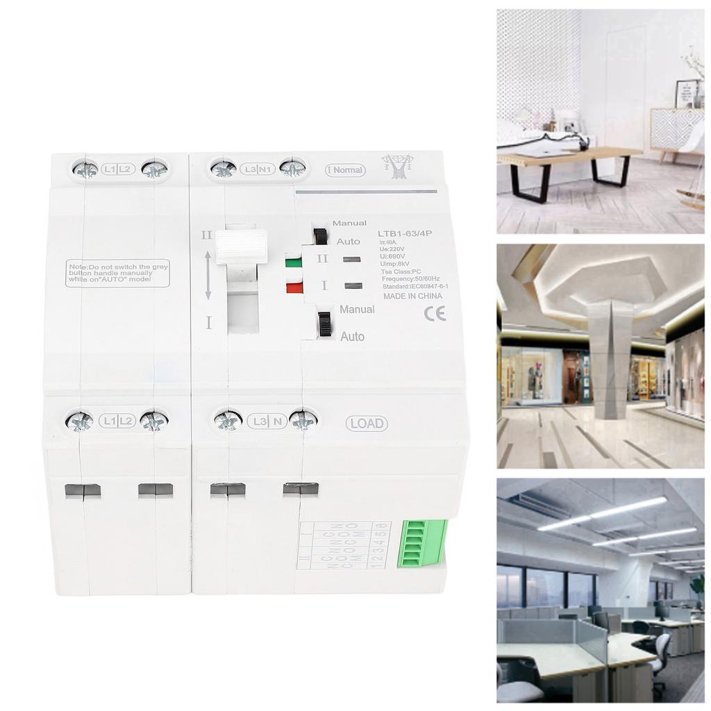 Double Power Transfer , Automatic 40A 4P Uninterruptible Power Transfer for Generator, Manual Transfer , DIN Rail Mounting