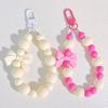 Pink Pearl Bow Keychain Beaded Pendant Anti-Lost Rope Mobile Phone Chain Earphone Bag Car Keychain Backpack Accessory