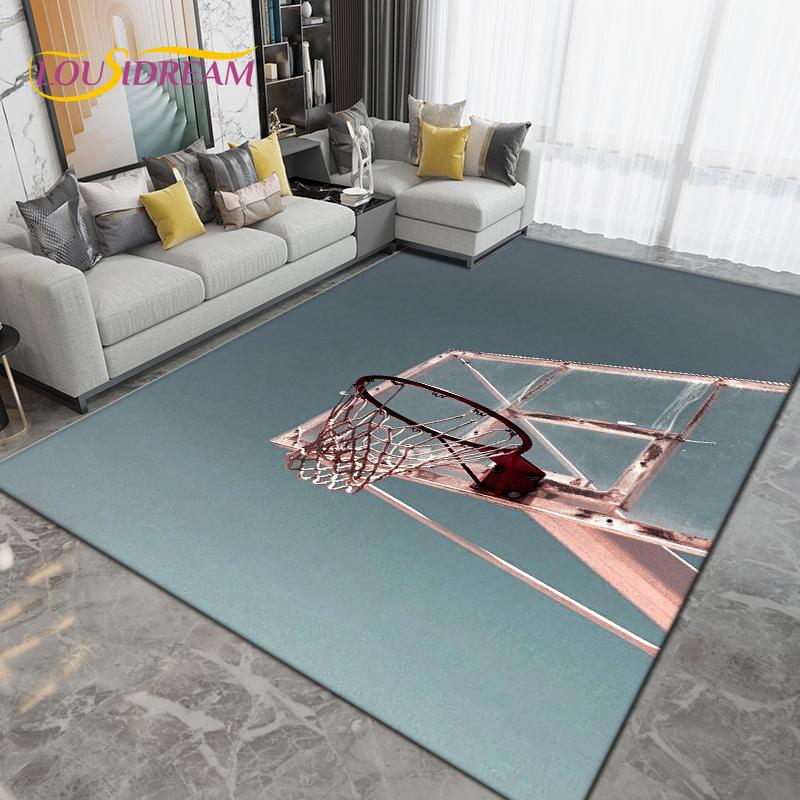 3D Creative Basketball Basketball Court Area Rug,Carpet Rug for Living Room Bedroom,Kitchen Bathroom Doormat Non-slip Floor Mat