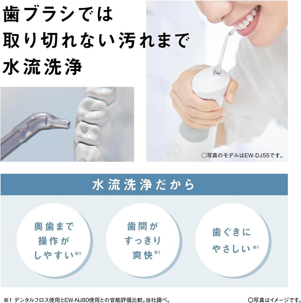 Panasonic Doltz Jet Nano Cleansing Water Washer, Flow, Waterproof, Cordless, White, EW-NJ80-W