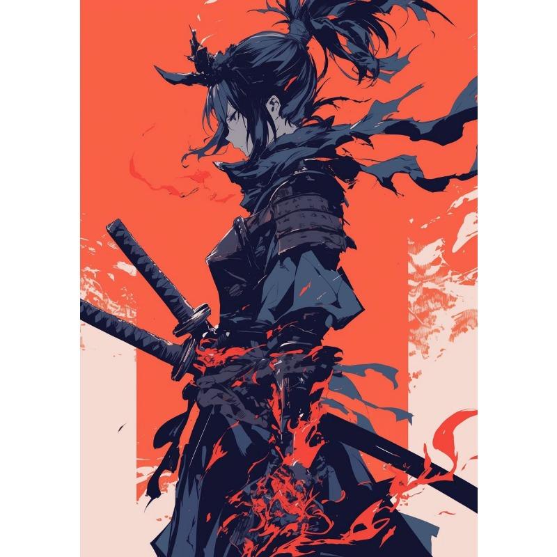 Classic Retro Japan Anime Game Samurai Posters Prints Pictures Portrait Bushido Canvas Painting Wall Art Living Room Home Decor