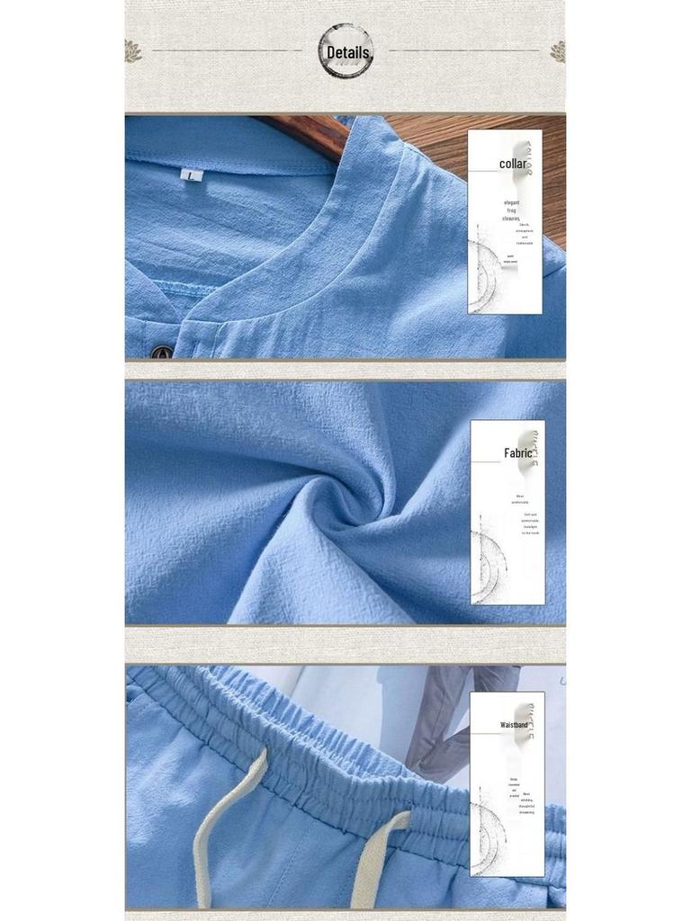 Herren Sommer Zweiteiler: Kurzarm-T-Shirt & Lange Hose für mittleres und älteres Alter