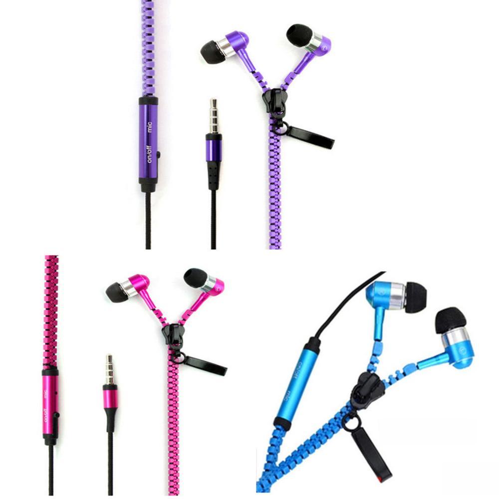 Metall-Reißverschluss-Ohrhörer mit Mikrofon für Handy-Hören und Anrufsteuerung