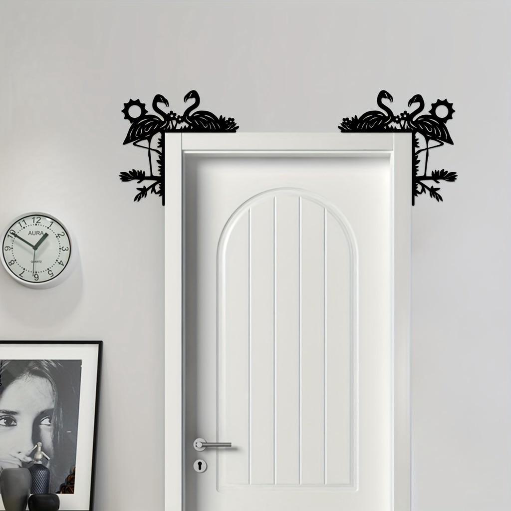 

1 шт., металлические креативные силуэты фламинго, декоративные наклейки на стену, украшение для угла двери, Настенный декор, металлическая настенная подвеска