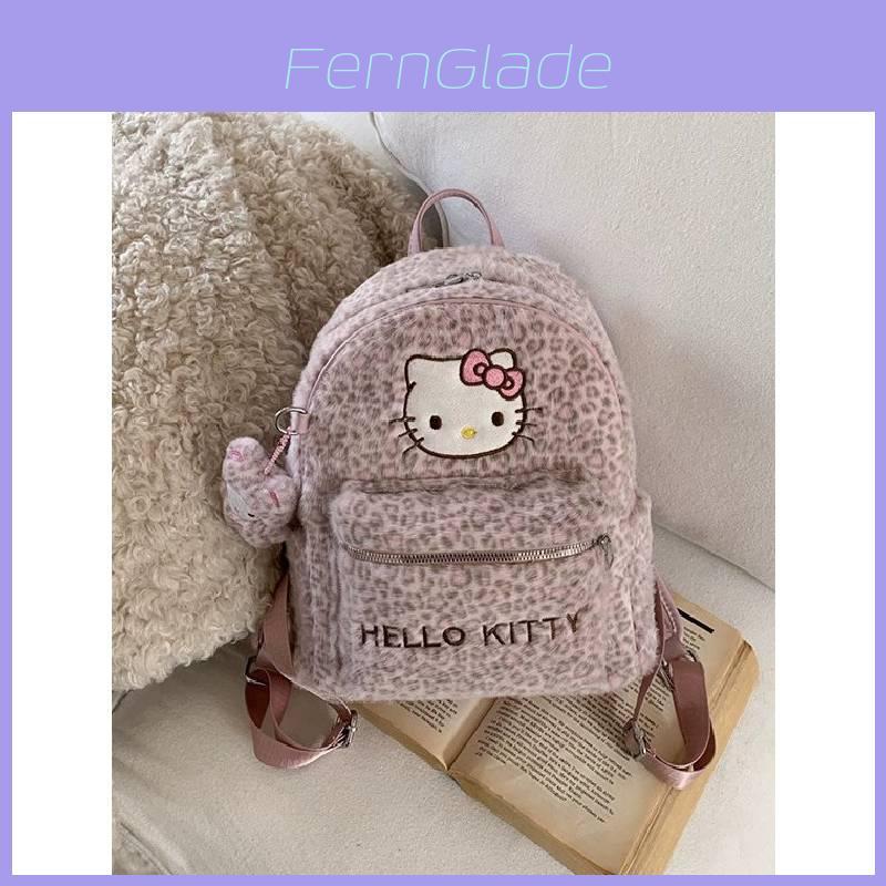 Zaino Carino Cartoon Gatto Hello Kitty Con Stampa Leopardata In Materiale Pu Per Uso Quotidiano E Conservazione