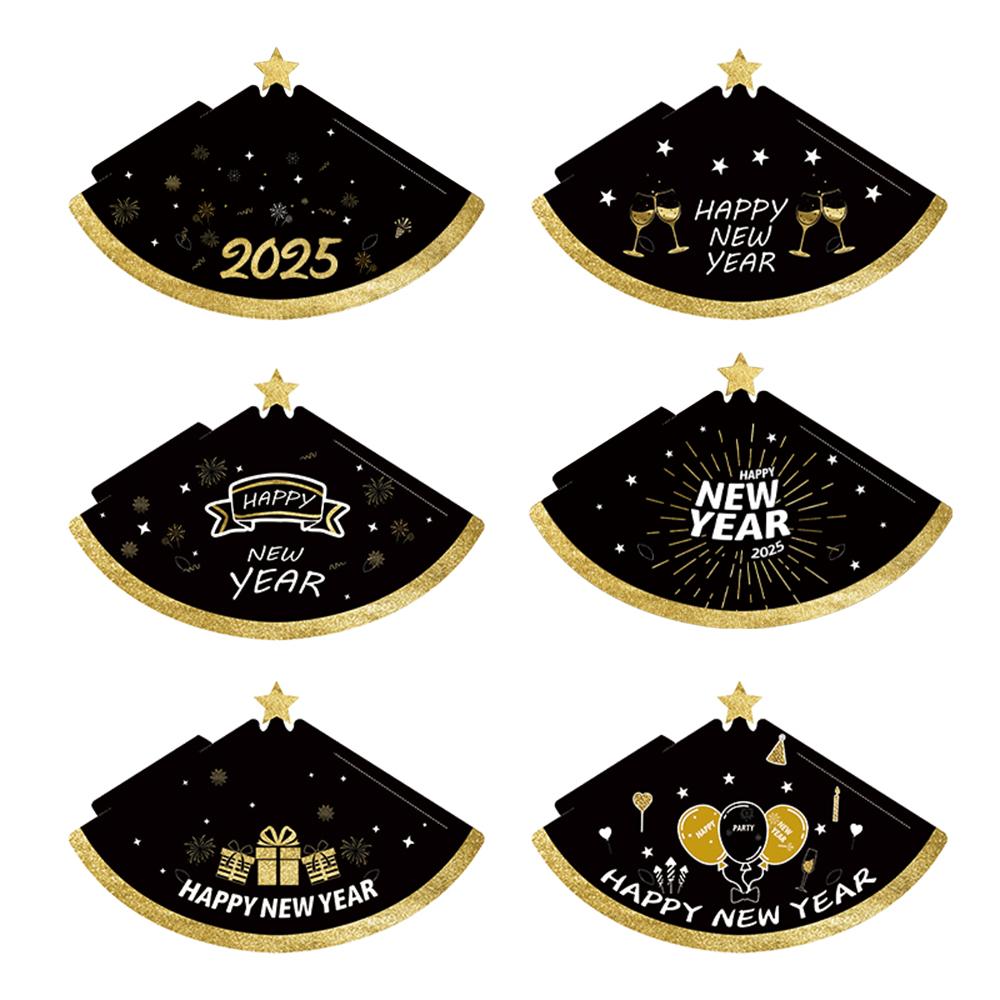 6pcs Happy New Years Hats 2025 Novelty New Year Paper Star Cone Cheers New Year Party Favors for New Years Eve Party Decorations