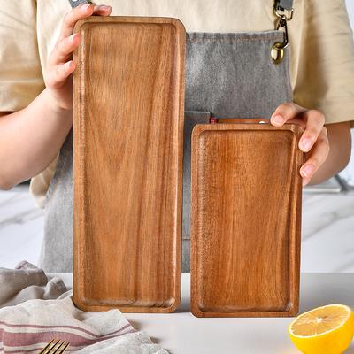1/2Pcs Acacia Wood Coffee Tray Food CupTrays Decorative Wood Tray Dessert Candy Bamboo Tray Gongfu Tea Tray