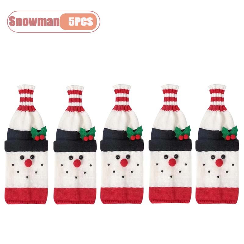 Knitted Christmas Wine Bottle Cover Santa Wine Sleeve Champagne Bottle Set Party Decoration for Restaurant Dining Table Setup