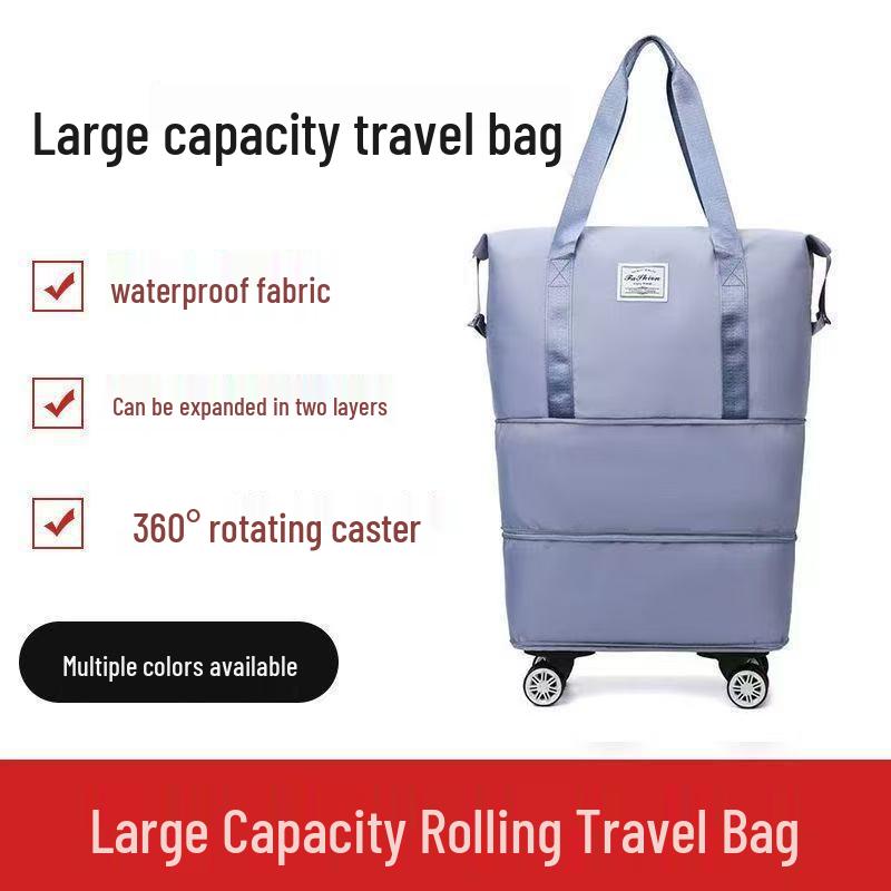 Extra-Large Expandable Travel Duffel with Wheels: Wet/Dry Separation, Lightweight & Practical for Prenatal Storage & Business Trips.