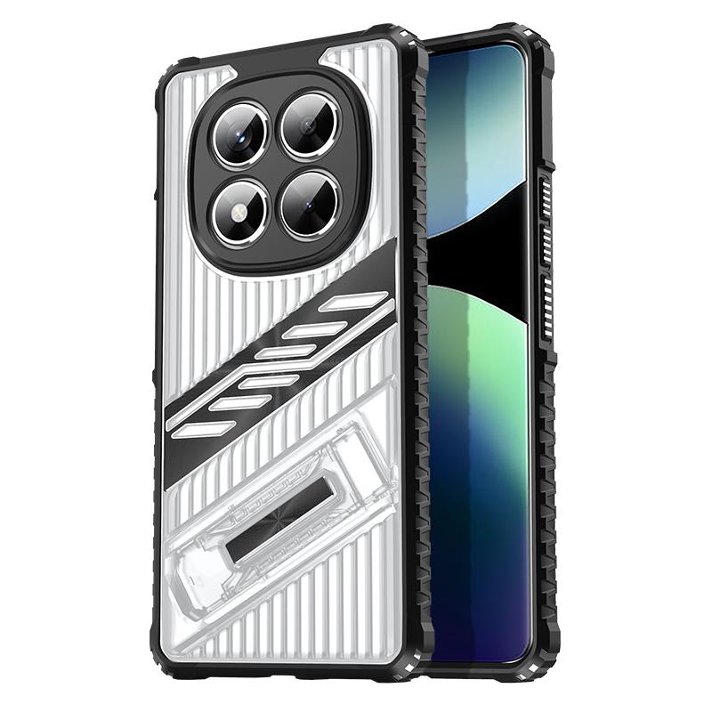 Luxury Folding Bracket Clear Case For Xiaomi Poco X6 M6 Pro Redmi 14C 13C Note 14 13 Pro+ Transparent Shockproof Stand Phone Cover