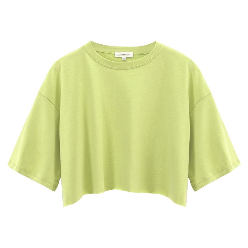 American Spicy Girl Short Sleeve Crop Top - Women's Summer Cotton Round Neck T-Shirt