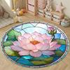 Chic Round Christmas Multicolor Rug Mat, Non-Slip Floor Mat for Office