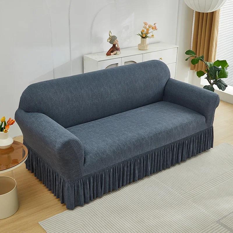 1pc Elastic Printed Sofa Slipcover With Skirt Sofa Cover Couch Cover  Furniture Protector Bedroom Office Living Room Home Decor