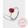 100% 925 Sterling Silver Jewelry Simple Red Onyx Adjustable Wedding Silver Rings for Women Girls Fashion Anel De Prata Bijoux