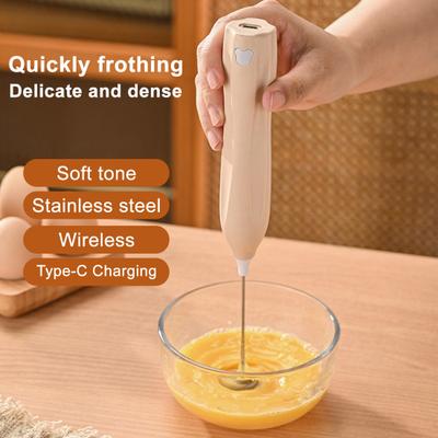 Electric Egg Beater Stainless Steel Mixer Low Noise Rechargeable Milk Frother Handheld Electric Coffee Egg Whisk