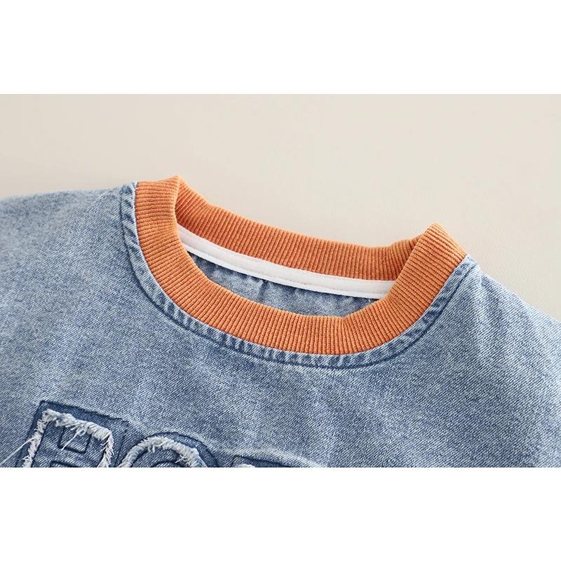 Children Cotton Clothes Summer Boy Causal Denim T Shirt Short Set Infant Kid Fashion Toddler Tracksuit