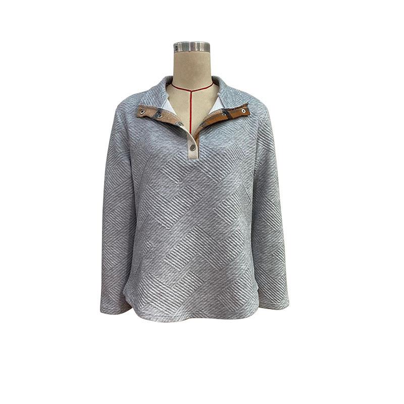 YYFS Women's Fashion Casual Plaid Print Long Sleeve POLO Neck Blouses & Shirts