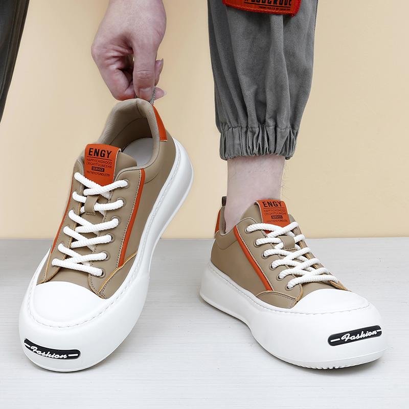 Leder Vulkanisierte Freizeitschuhe Designer Herren Sneaker Luxusmarke Outdoor Skate Schuhe Herren Dicke Sohle Slip-on Herren Flats